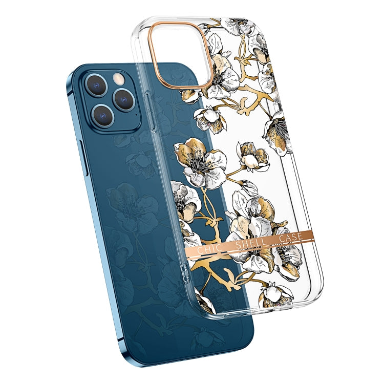 High Translucent Electroplating Flower Pattern TPU + PC Shockproof Case, For iPhone 11, For iPhone 11 Pro, For iPhone 12 Pro Max, For iPhone 11 Pro Max