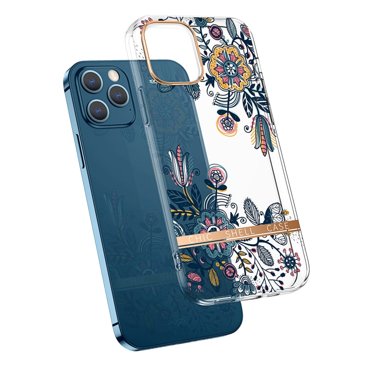 High Translucent Electroplating Flower Pattern TPU + PC Shockproof Case, For iPhone 11, For iPhone 11 Pro, For iPhone 12 Pro Max, For iPhone 11 Pro Max