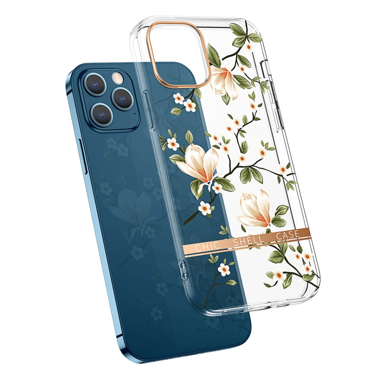 High Translucent Electroplating Flower Pattern TPU + PC Shockproof Case, For iPhone 11, For iPhone 11 Pro, For iPhone 12 Pro Max, For iPhone 11 Pro Max