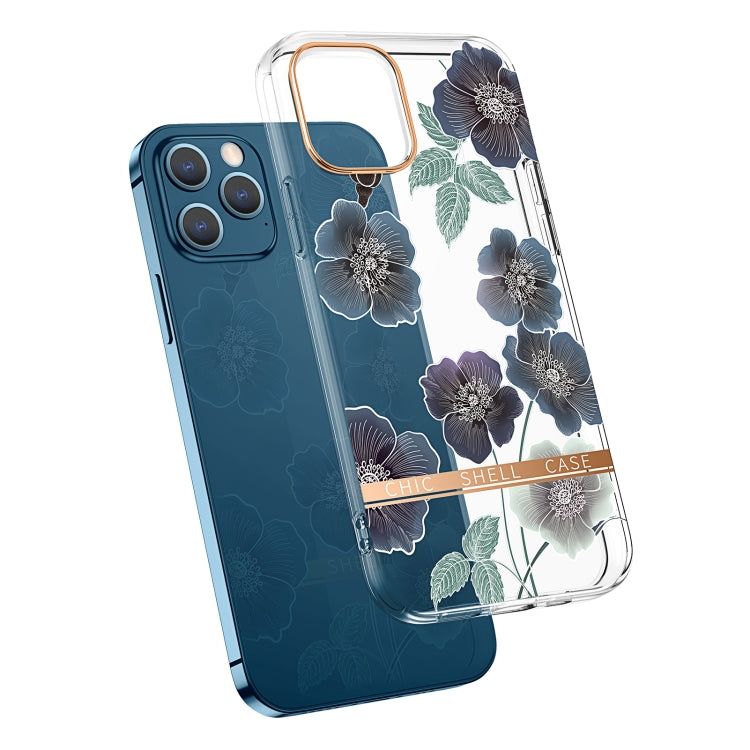 High Translucent Electroplating Flower Pattern TPU + PC Shockproof Case, For iPhone 11, For iPhone 11 Pro, For iPhone 12 Pro Max, For iPhone 11 Pro Max