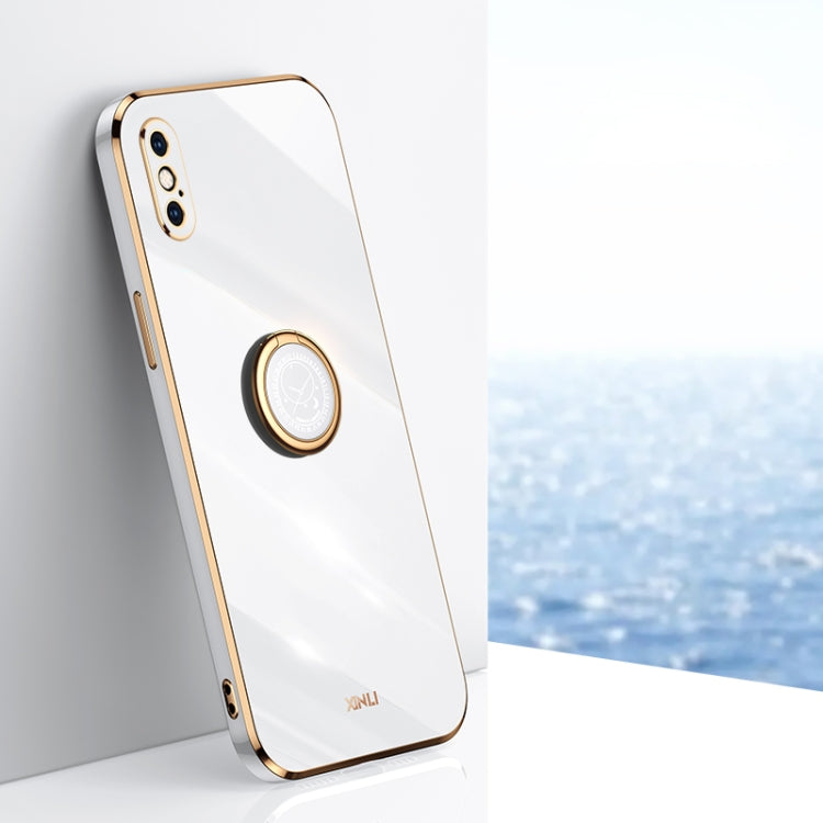 XINLI Straight Edge 6D Electroplate TPU Phone Case with Ring Holder, For iPhone 12 Pro, For iPhone 12 Pro Max, For iPhone X