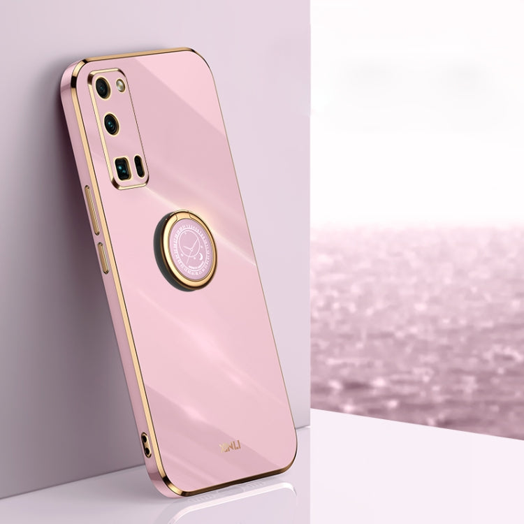 XINLI Straight Edge 6D Electroplate TPU Phone Case with Ring Holder, For Honor 30 Pro, For Honor 30S, For Honor 30 Youth