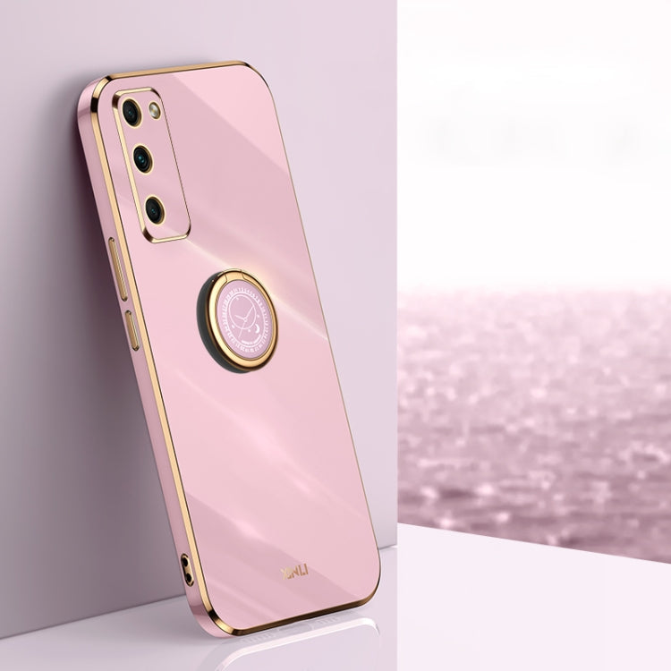 XINLI Straight Edge 6D Electroplate TPU Phone Case with Ring Holder, For Honor 30 Pro, For Honor 30S, For Honor 30 Youth