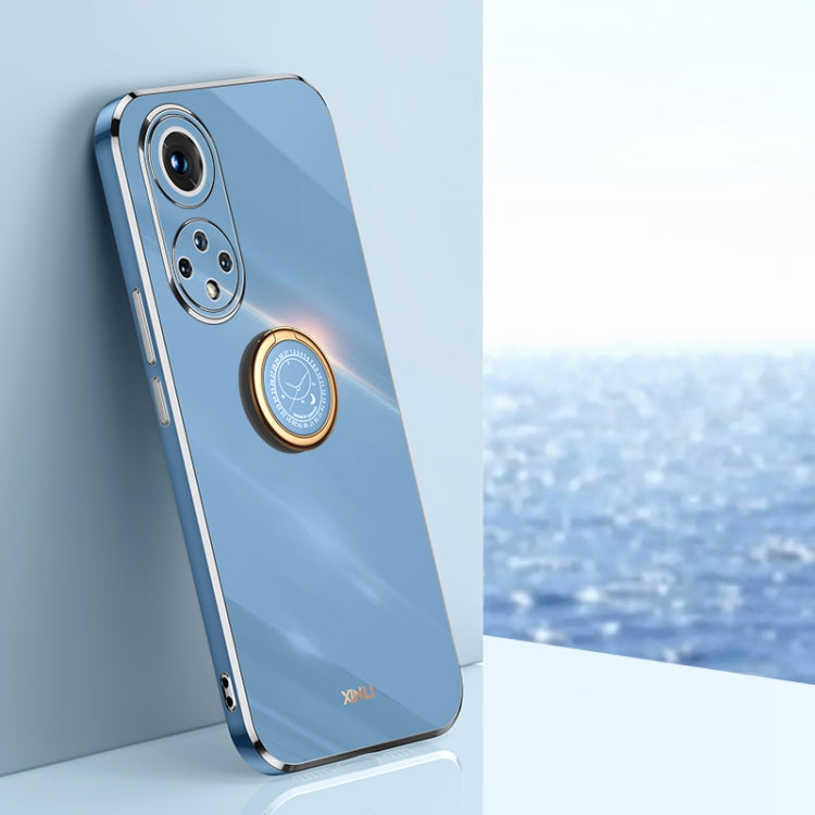 XINLI Straight Edge 6D Electroplate TPU Phone Case with Ring Holder, For Honor 50 Pro