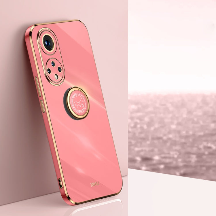 XINLI Straight Edge 6D Electroplate TPU Phone Case with Ring Holder, For Honor 50 Pro
