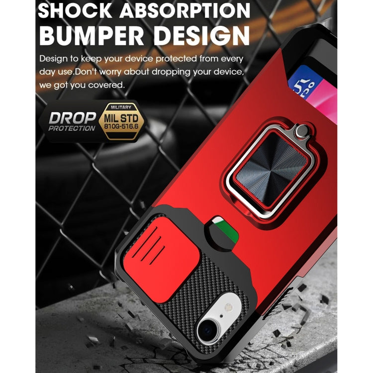 Sliding Camera Cover Design PC + TPU Shockproof Case with Ring Holder & Card Slot, For iPhone XS / X, For iPhone XR, For iPhone 11 Pro