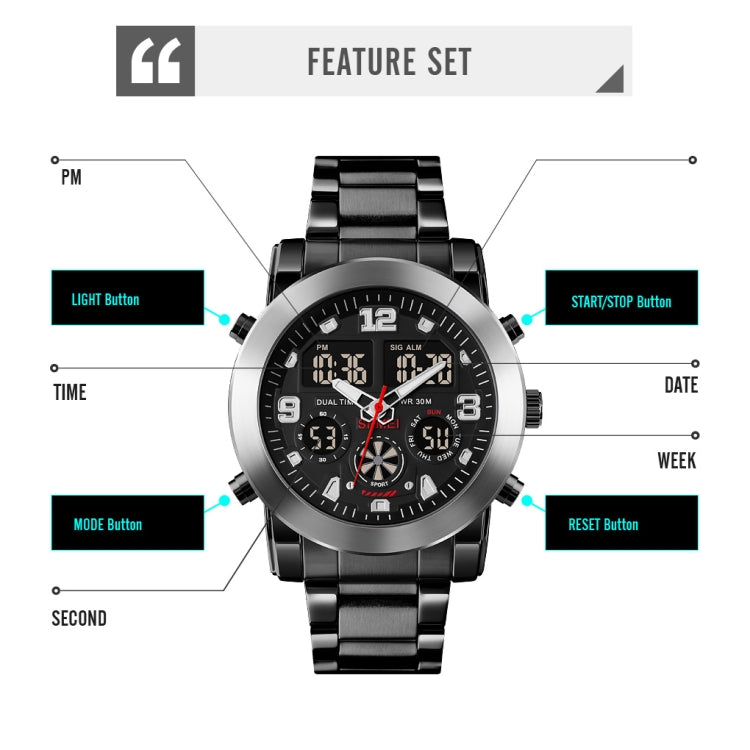 SKMEI 1642 Three-time Display Luminous Electronic Watch, Support Alarm Clock