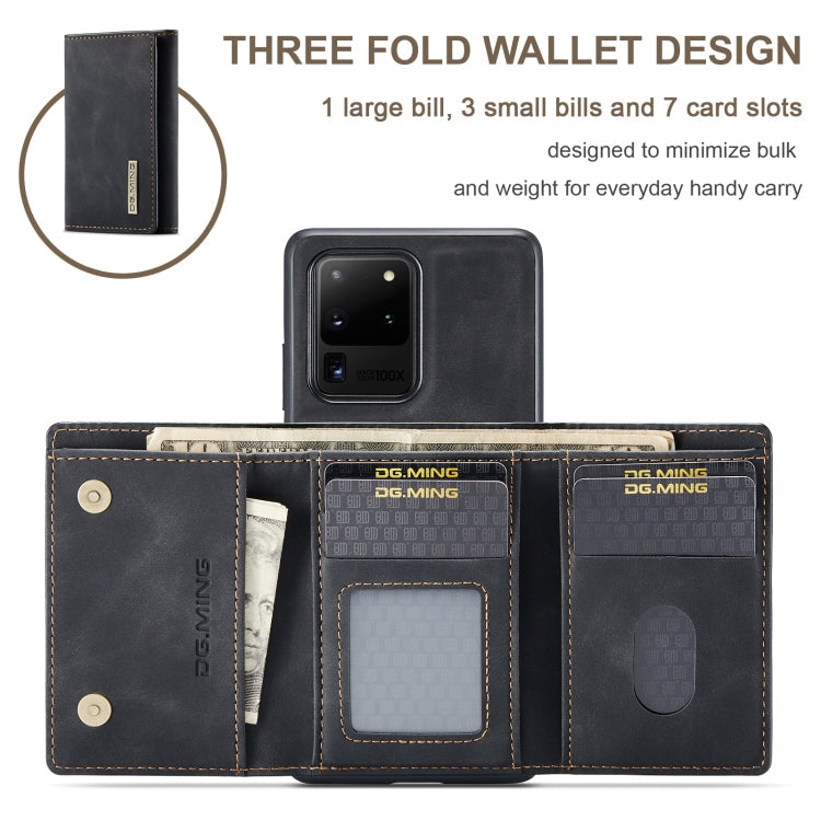 DG.MING M1 Series 3-Fold Multi Card Wallet  Back Cover Shockproof Case with Holder Function, For Samsung Galaxy S20 Ultra, For Samsung Galaxy S20+