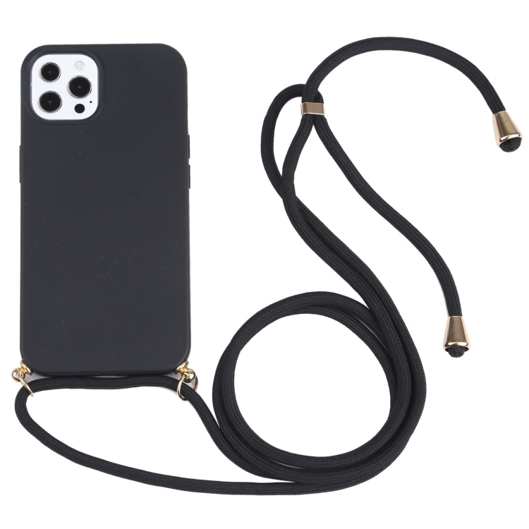 Wheat Straw Material + TPU Shockproof Case with Neck Lanyard, For iPhone 13 Pro Max