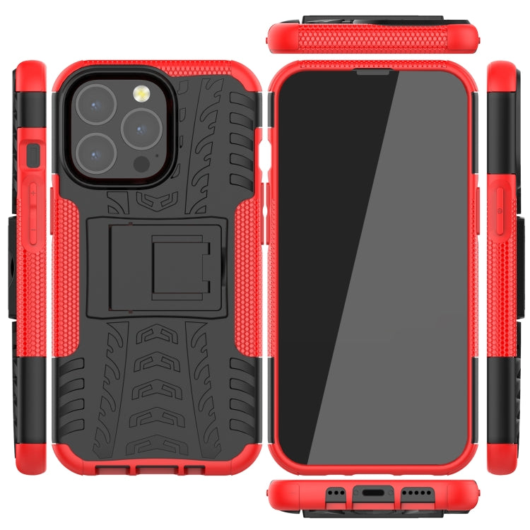 Tire Texture Shockproof TPU+PC Protective Case with Holder, For iPhone 13 mini, For iPhone 13, For iPhone 13 Pro
