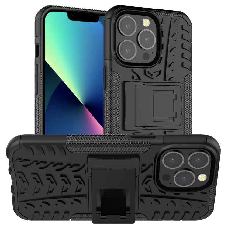 Tire Texture Shockproof TPU+PC Protective Case with Holder, For iPhone 13 mini, For iPhone 13, For iPhone 13 Pro