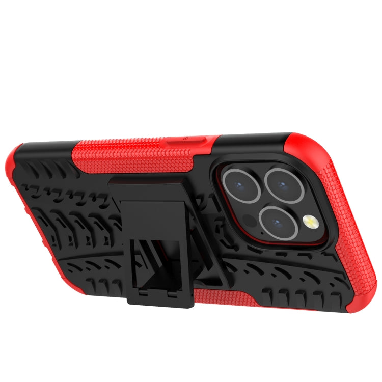 Tire Texture Shockproof TPU+PC Protective Case with Holder, For iPhone 13 Pro Max