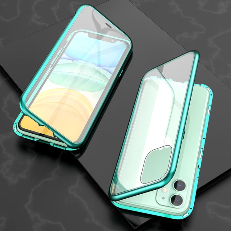Ultra Slim Double Sides Magnetic Adsorption Angular Frame Tempered Glass Magnet Flip Case, For iPhone 11, For iPhone 11 Pro, For iPhone 11 Pro Max