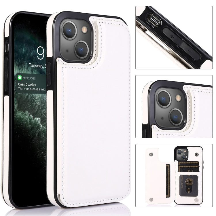 Double Buckle Shockproof PU Protective Case with Card Slots & Holder, For iPhone 13 Pro Max