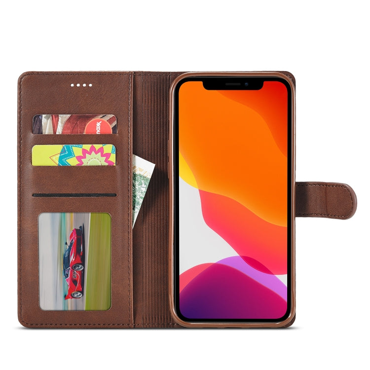 For iPhone 13 mini LC.IMEEKE Calf Texture Horizontal Flip Leather Case with Holder & Card Slots & Wallet (Brown)