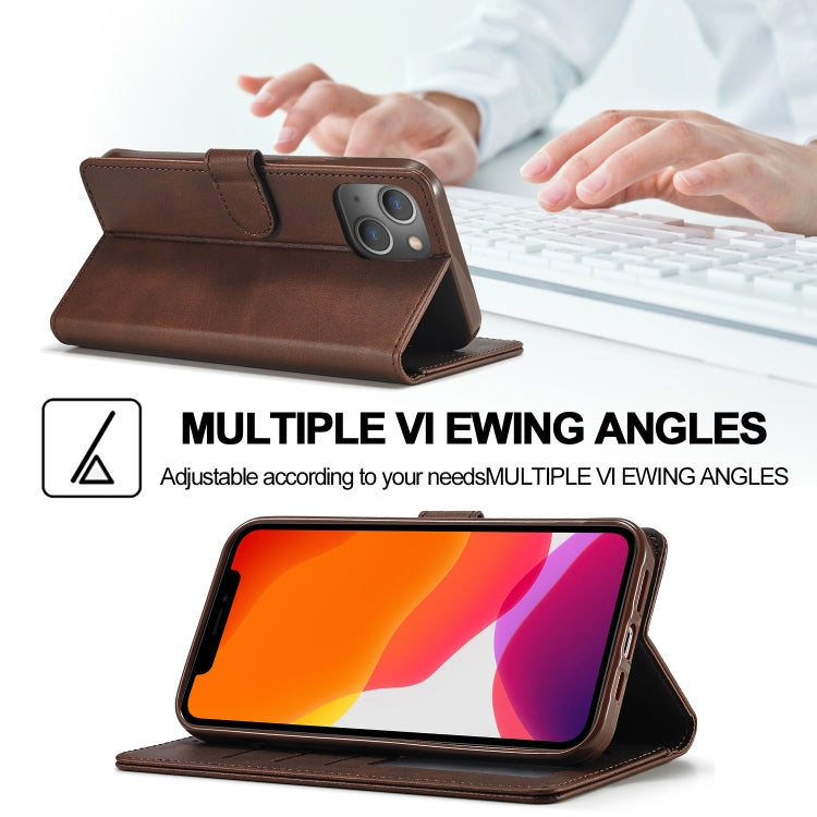 For iPhone 13 mini LC.IMEEKE Calf Texture Horizontal Flip Leather Case with Holder & Card Slots & Wallet (Brown)