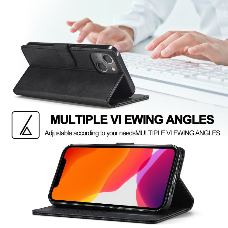 For iPhone 13 mini LC.IMEEKE Calf Texture Horizontal Flip Leather Case with Holder & Card Slots & Wallet (Black)