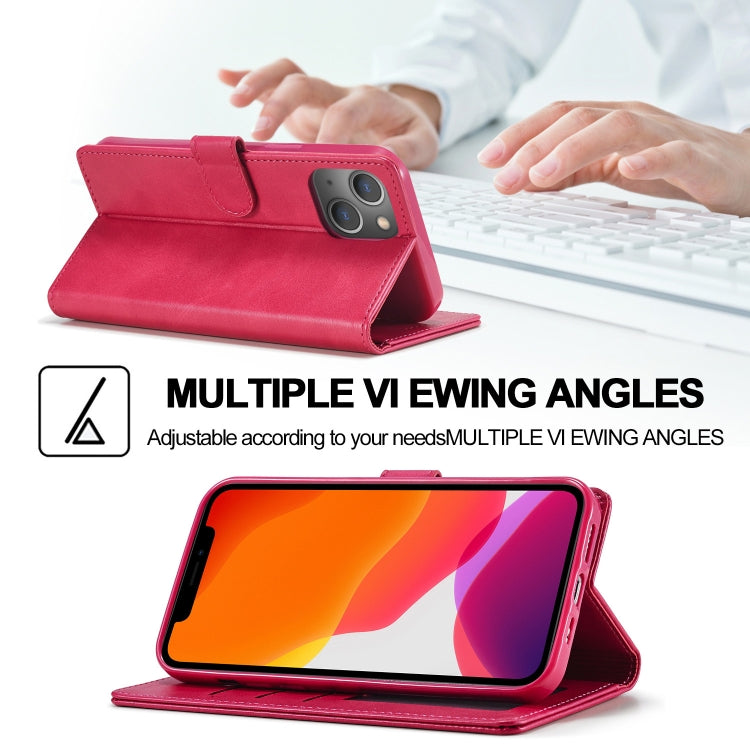 For iPhone 13 mini LC.IMEEKE Calf Texture Horizontal Flip Leather Case with Holder & Card Slots & Wallet (Red)