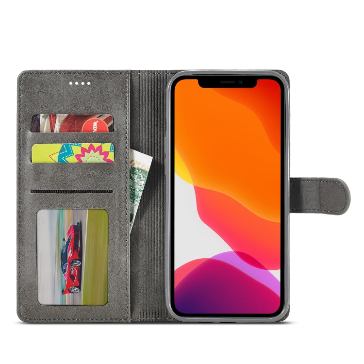 For iPhone 13 mini LC.IMEEKE Calf Texture Horizontal Flip Leather Case with Holder & Card Slots & Wallet (Grey)