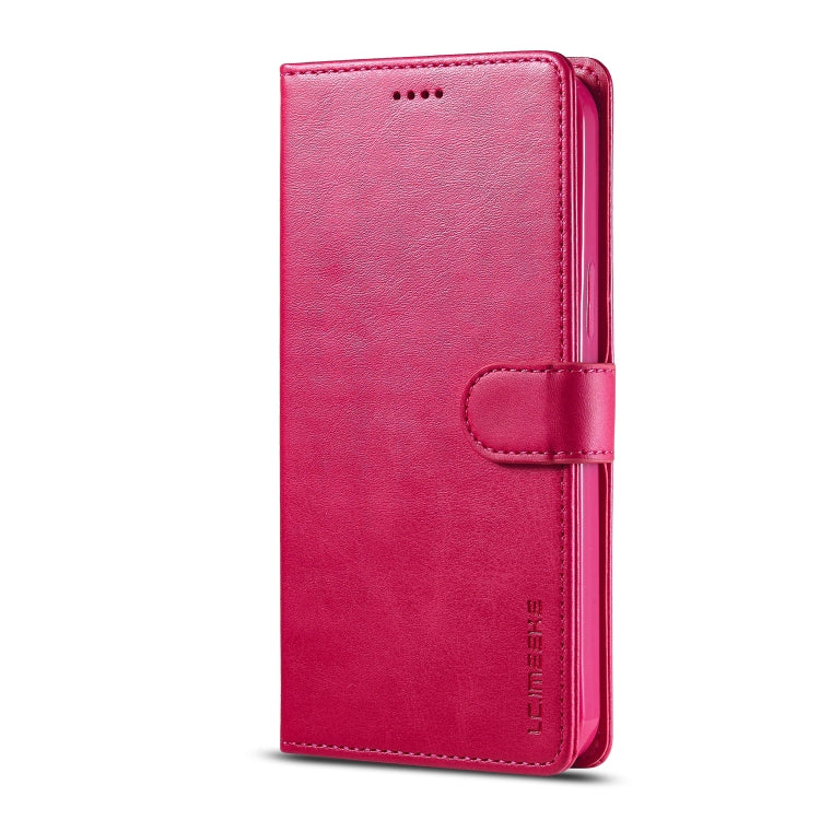 For iPhone 13 LC.IMEEKE Calf Texture Horizontal Flip Leather Case with Holder & Card Slots & Wallet(Red)