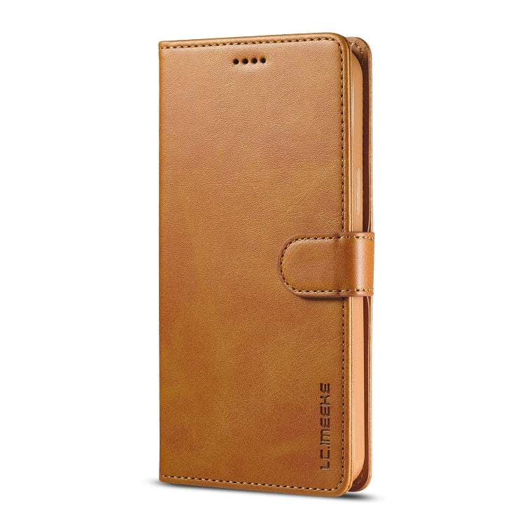For iPhone 13 LC.IMEEKE Calf Texture Horizontal Flip Leather Case with Holder & Card Slots & Wallet(Yellow)