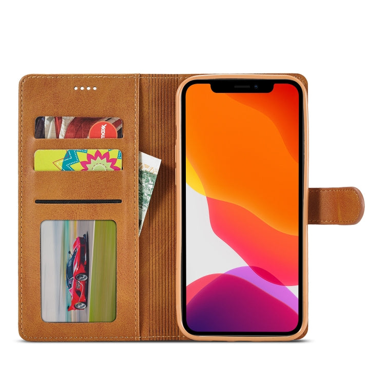 For iPhone 13 LC.IMEEKE Calf Texture Horizontal Flip Leather Case with Holder & Card Slots & Wallet(Yellow)
