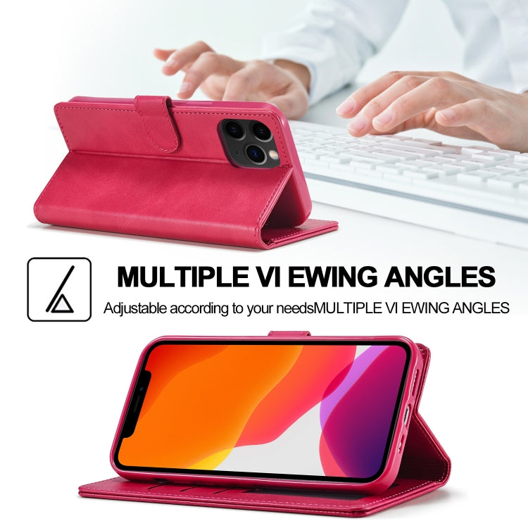 For iPhone 13 Pro LC.IMEEKE Calf Texture Horizontal Flip Leather Case with Holder & Card Slots & Wallet (Red)