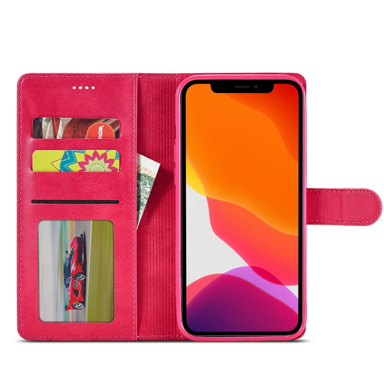 For iPhone 13 Pro Max LC.IMEEKE Calf Texture Horizontal Flip Leather Case with Holder & Card Slots & Wallet (Red)