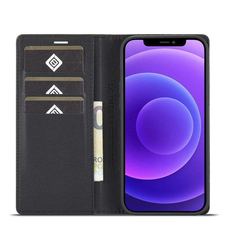 For iPhone 13 Pro LC.IMEEKE Carbon Fiber PU + TPU Horizontal Flip Leather Case with Holder & Card Slot & Wallet (Horizontal Black)