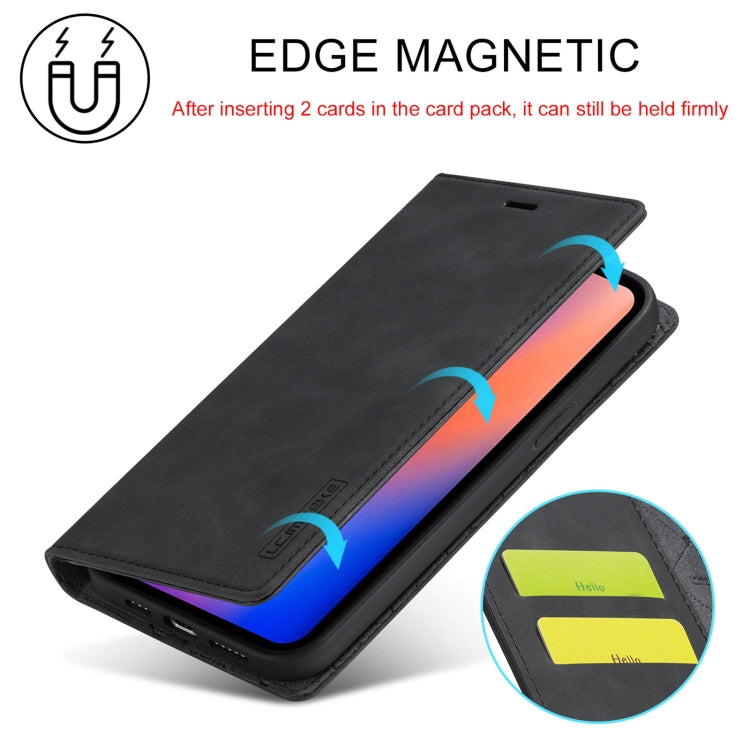 For iPhone 13 mini LC.IMEEKE Strong Magnetic PU + Matte TPU Horizontal Flip Leather Case with Holder & Card Slots & Wallet (Black)