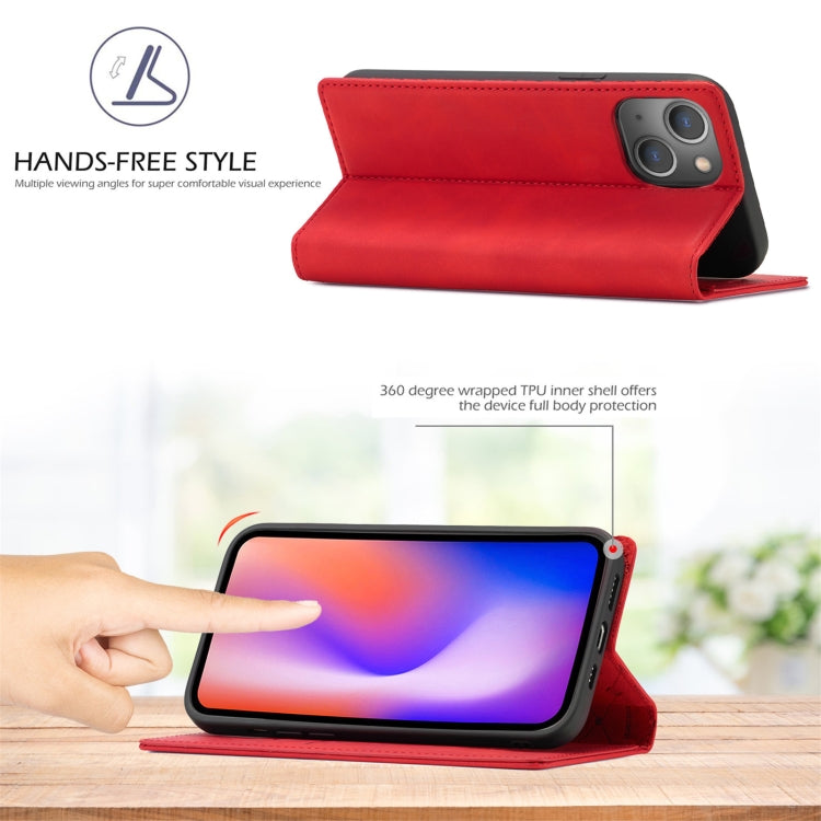 For iPhone 13 mini LC.IMEEKE Strong Magnetic PU + Matte TPU Horizontal Flip Leather Case with Holder & Card Slots & Wallet (Red)