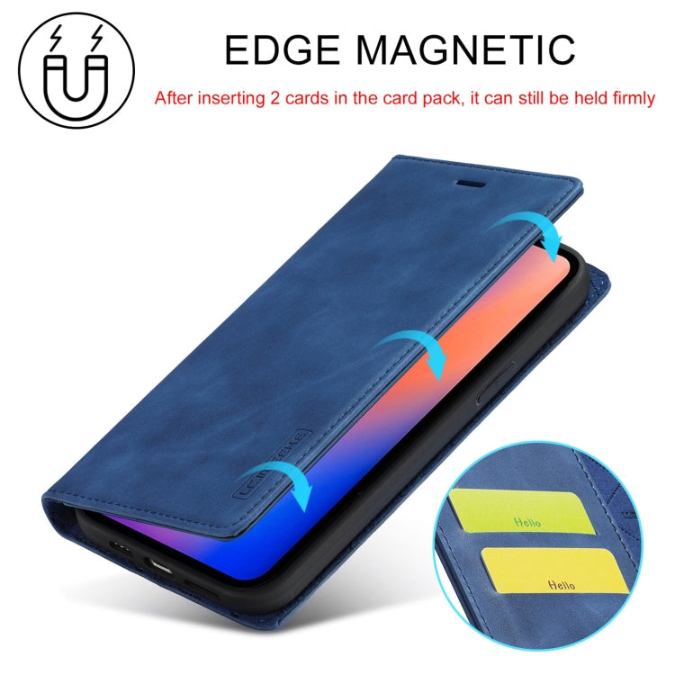 For iPhone 13 mini LC.IMEEKE Strong Magnetic PU + Matte TPU Horizontal Flip Leather Case with Holder & Card Slots & Wallet (Blue)