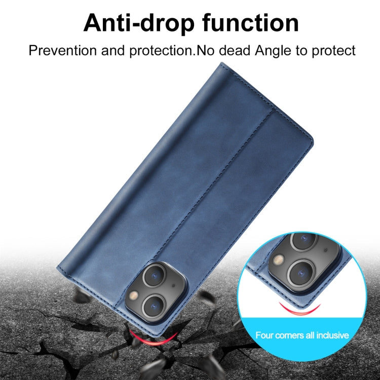 For iPhone 13 mini LC.IMEEKE Strong Magnetic PU + Matte TPU Horizontal Flip Leather Case with Holder & Card Slots & Wallet (Blue)
