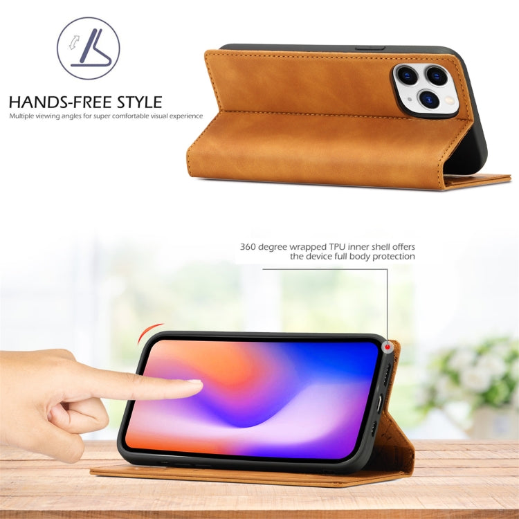 For iPhone 13 mini LC.IMEEKE Strong Magnetic PU + Matte TPU Horizontal Flip Leather Case with Holder & Card Slots & Wallet (Brown)