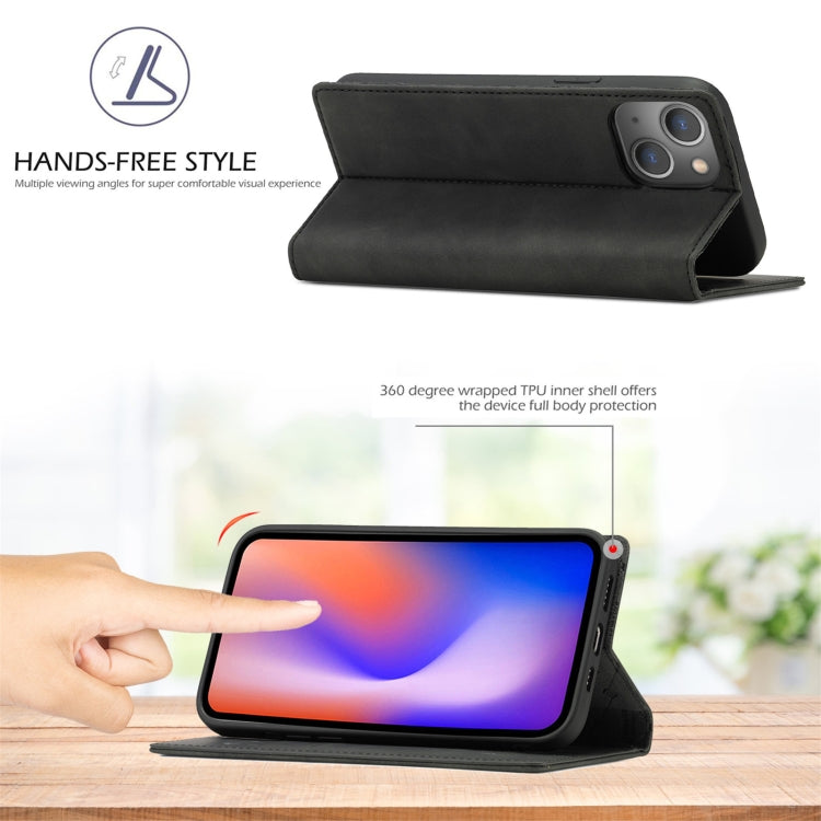 For iPhone 13 LC.IMEEKE Strong Magnetic PU + Matte TPU Horizontal Flip Leather Case with Holder & Card Slots & Wallet(Black)