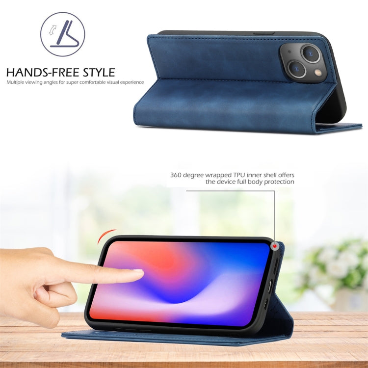 For iPhone 13 LC.IMEEKE Strong Magnetic PU + Matte TPU Horizontal Flip Leather Case with Holder & Card Slots & Wallet(Blue)