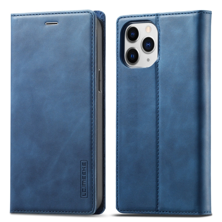 For iPhone 13 Pro LC.IMEEKE Strong Magnetic PU + Matte TPU Horizontal Flip Leather Case with Holder & Card Slots & Wallet(Blue)