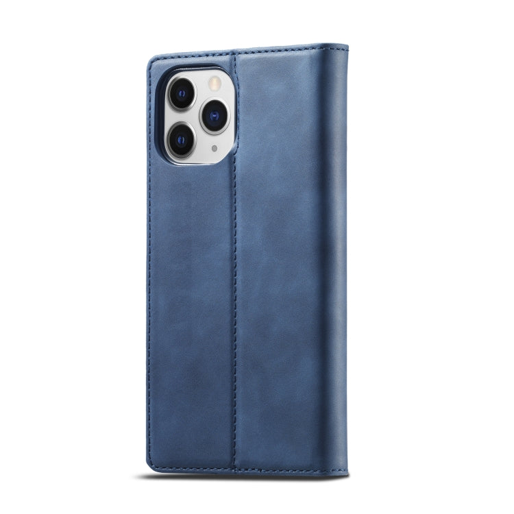 For iPhone 13 Pro LC.IMEEKE Strong Magnetic PU + Matte TPU Horizontal Flip Leather Case with Holder & Card Slots & Wallet(Blue)