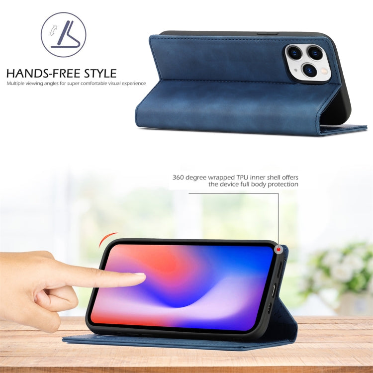 For iPhone 13 Pro LC.IMEEKE Strong Magnetic PU + Matte TPU Horizontal Flip Leather Case with Holder & Card Slots & Wallet(Blue)
