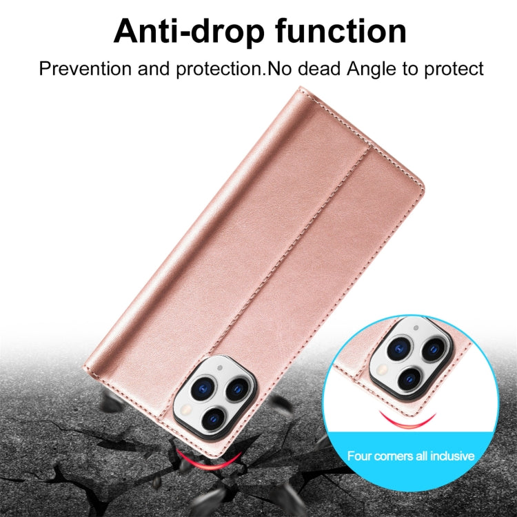 For iPhone 13 Pro LC.IMEEKE Strong Magnetic PU + Matte TPU Horizontal Flip Leather Case with Holder & Card Slots & Wallet (Rose Gold)