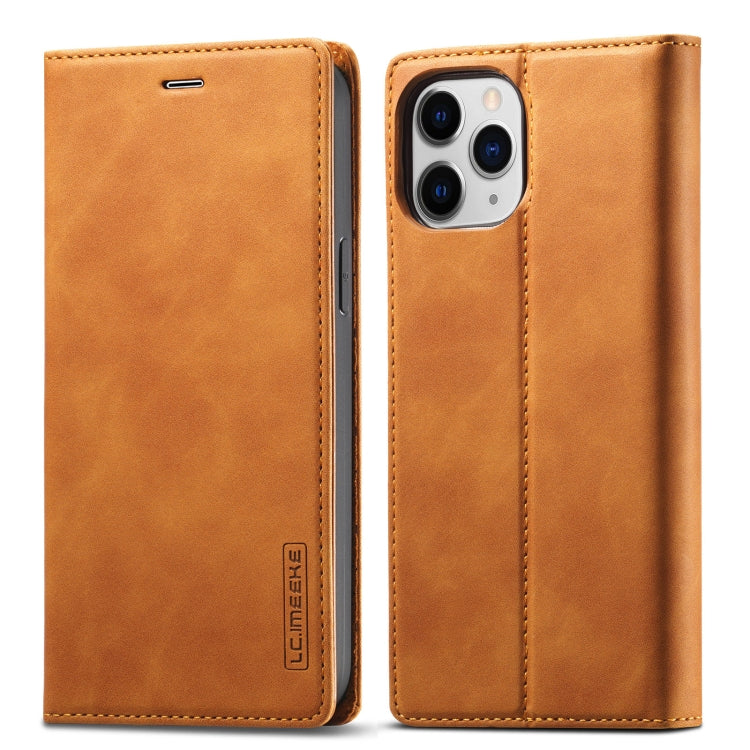 For iPhone 13 Pro LC.IMEEKE Strong Magnetic PU + Matte TPU Horizontal Flip Leather Case with Holder & Card Slots & Wallet (Brown)