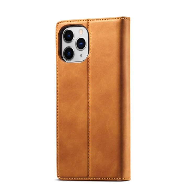 For iPhone 13 Pro LC.IMEEKE Strong Magnetic PU + Matte TPU Horizontal Flip Leather Case with Holder & Card Slots & Wallet (Brown)