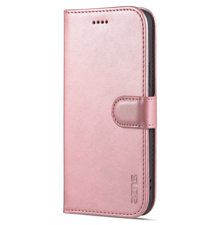 For iPhone 13 AZNS Skin Feel Calf Texture Horizontal Flip Leather Case with Card Slots & Holder & Wallet(Rose Gold)
