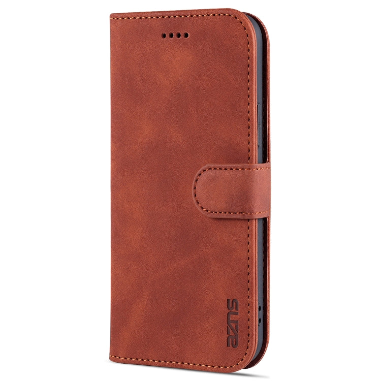 For iPhone 13 mini AZNS Skin Feel Calf Texture Horizontal Flip Leather Case with Card Slots & Holder & Wallet (Brown)