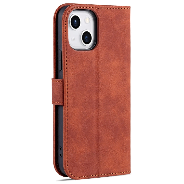 For iPhone 13 mini AZNS Skin Feel Calf Texture Horizontal Flip Leather Case with Card Slots & Holder & Wallet (Brown)