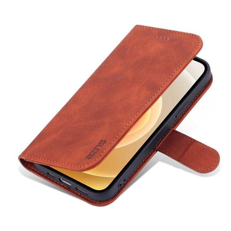 For iPhone 13 mini AZNS Skin Feel Calf Texture Horizontal Flip Leather Case with Card Slots & Holder & Wallet (Brown)