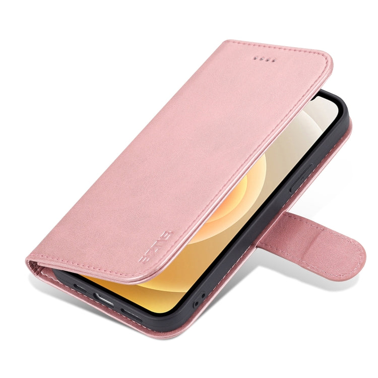 For iPhone 13 mini AZNS Skin Feel Calf Texture Horizontal Flip Leather Case with Card Slots & Holder & Wallet (Rose Gold)