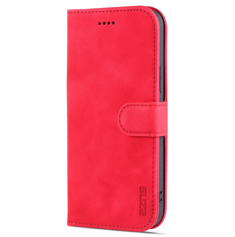 For iPhone 13 mini AZNS Skin Feel Calf Texture Horizontal Flip Leather Case with Card Slots & Holder & Wallet (Red)