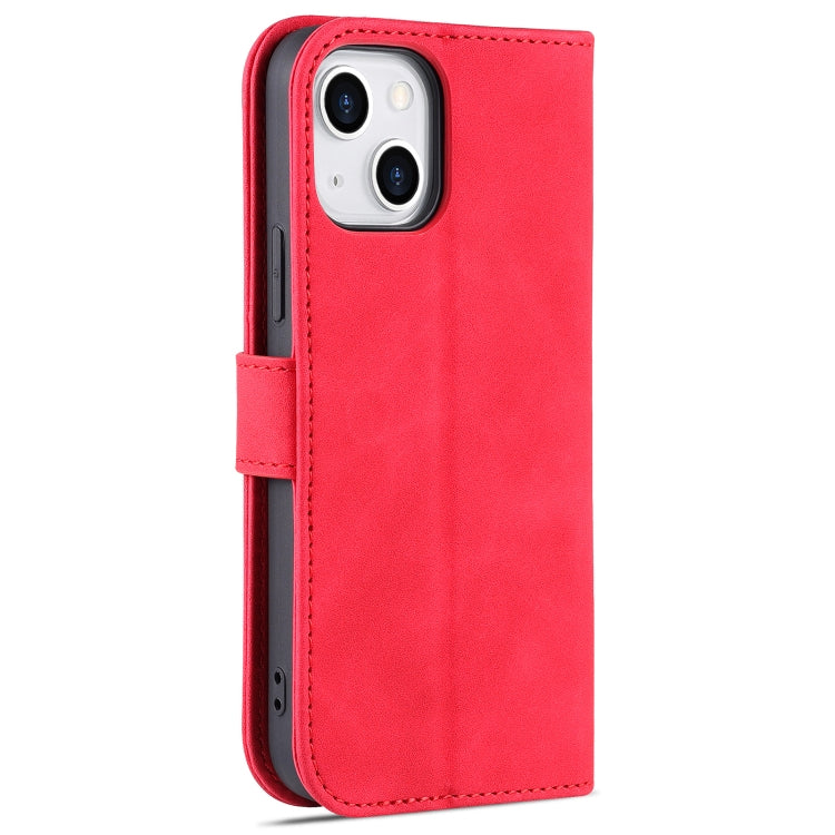 For iPhone 13 mini AZNS Skin Feel Calf Texture Horizontal Flip Leather Case with Card Slots & Holder & Wallet (Red)
