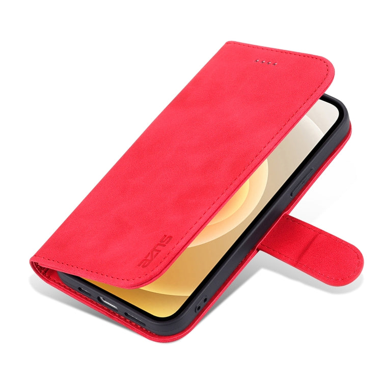 For iPhone 13 mini AZNS Skin Feel Calf Texture Horizontal Flip Leather Case with Card Slots & Holder & Wallet (Red)